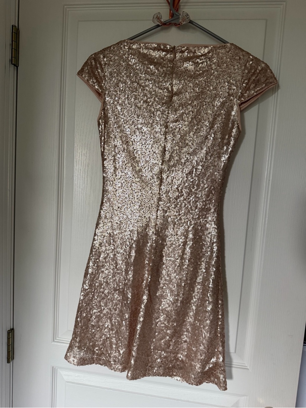 Women's Sequin Cap-Sleeve Dress in Rose Gold
